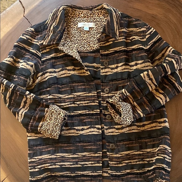 Coldwater CreekStriped Animal Print Jacket/ Size Medium - Picture 1 of 6